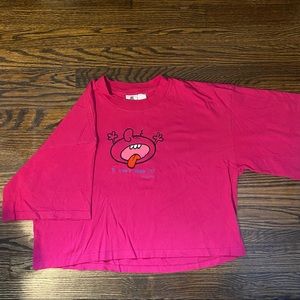 Funny oversized 90s crop top